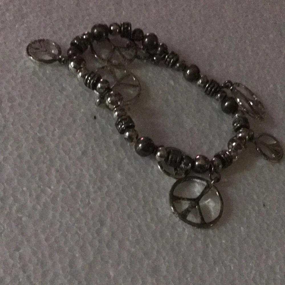 Silver-Tone Peace Sign Charm Bracelet - Women Jewelry